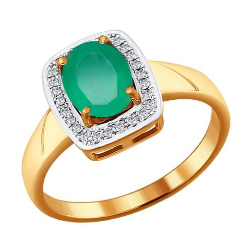 Золотое кольцо SOKOLOV 3010466 с бриллиантом и изумрудом