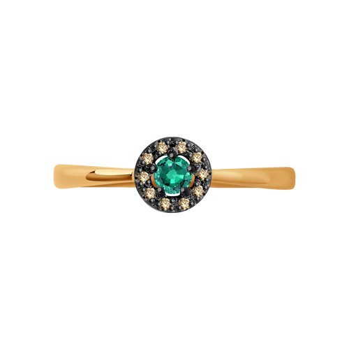 Золотое кольцо SOKOLOV 3010582 с бриллиантом и изумрудом