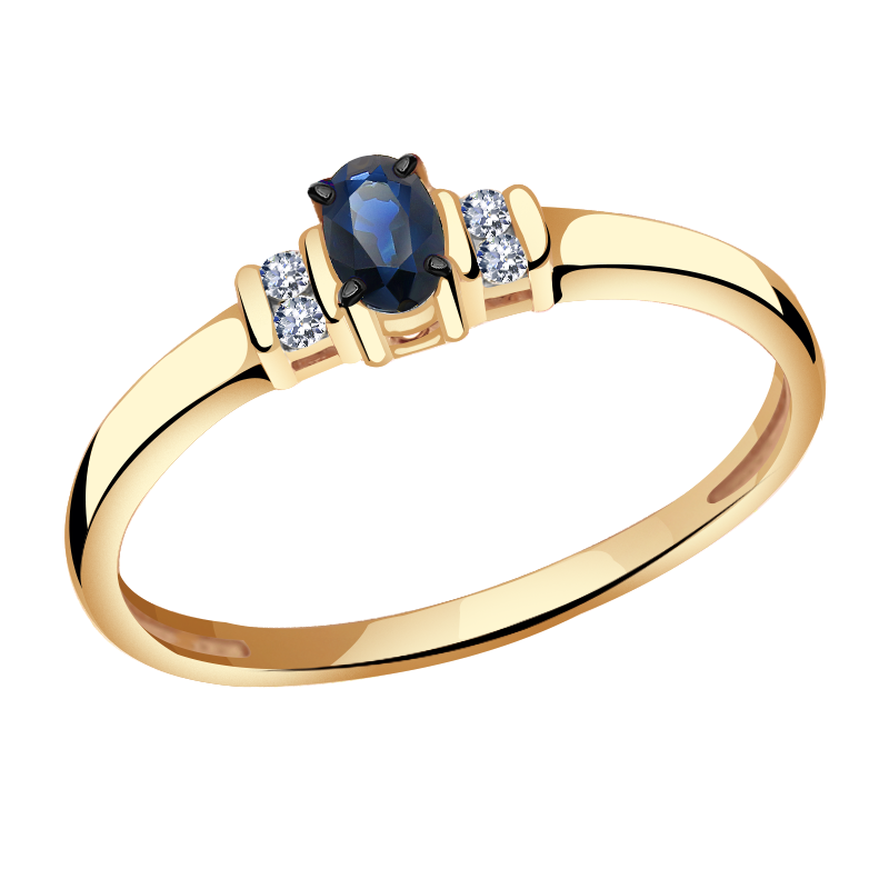 Золотое кольцо Александра 3010758ск с бриллиантом и сапфиром