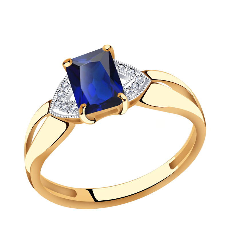Золотое кольцо Александра 3011303ск с бриллиантом и сапфиром
