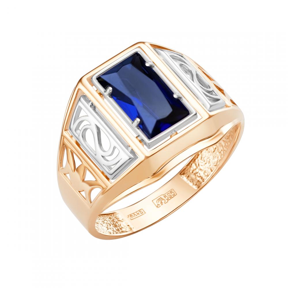 Золотое кольцо Караваевская ювелирная фабрика 31-0253-С с сапфировым корундом