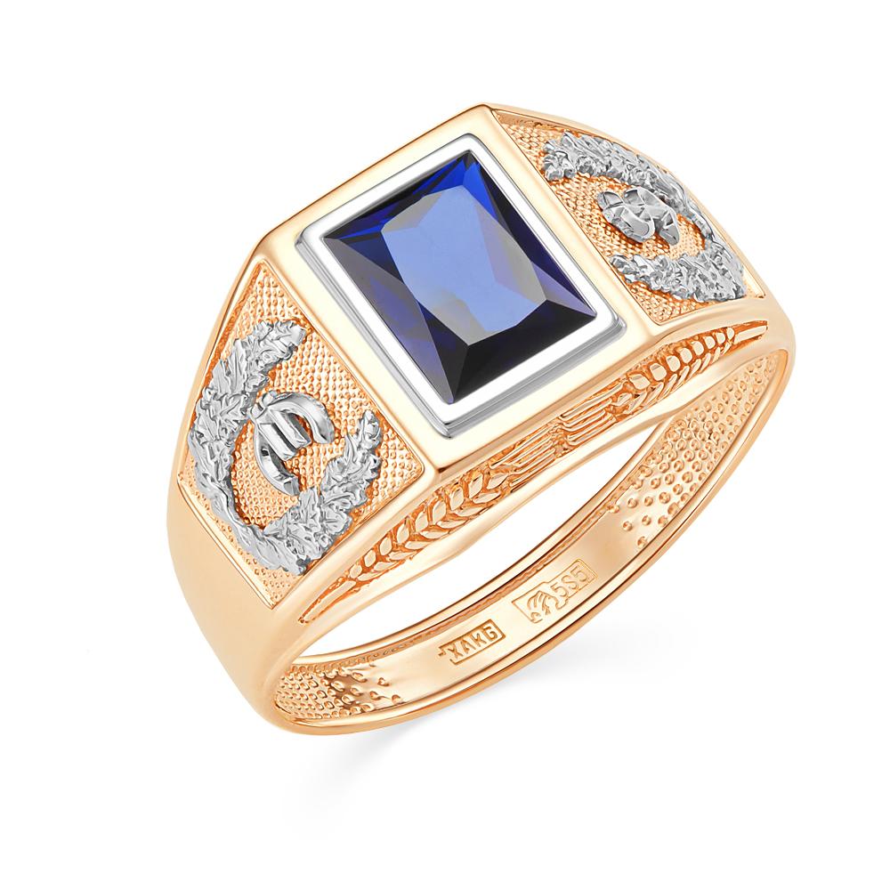 Золотое кольцо Караваевская ювелирная фабрика 31-0328-С с сапфировым корундом