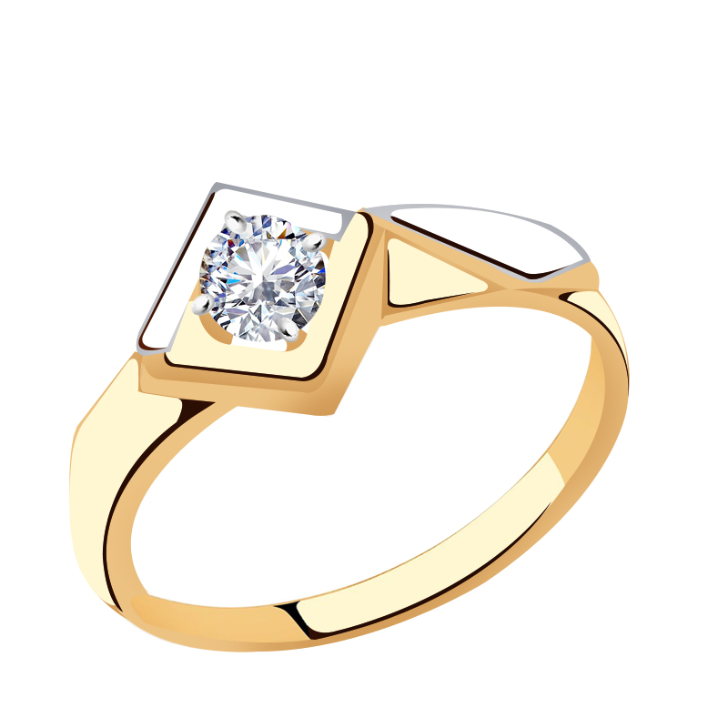Золотое кольцо Золотые узоры 36-0045 с кристаллом Swarovski