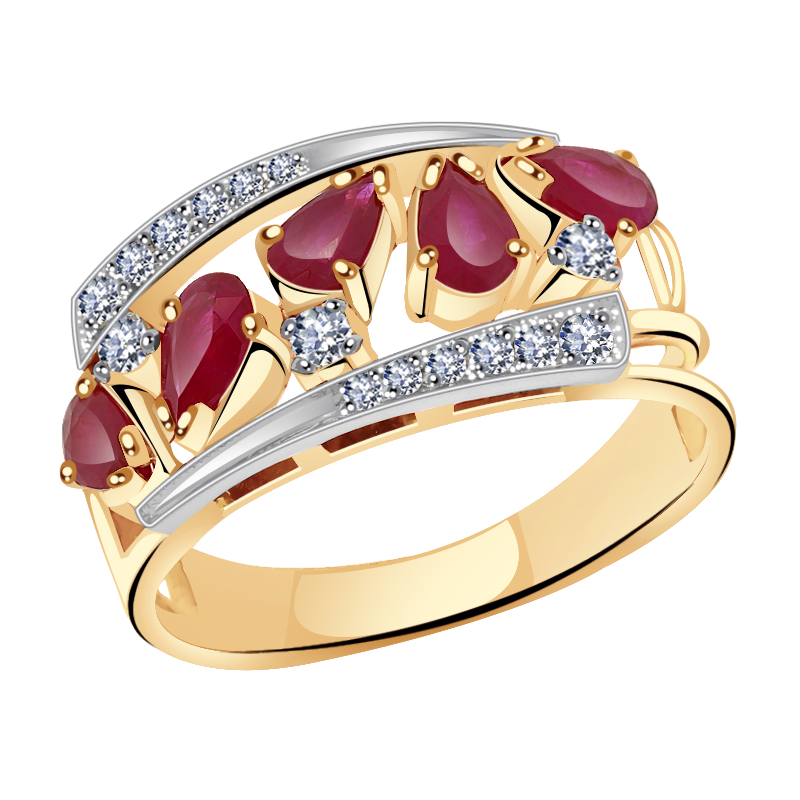 Золотое кольцо Александра 4010032сбк с бриллиантом и рубином