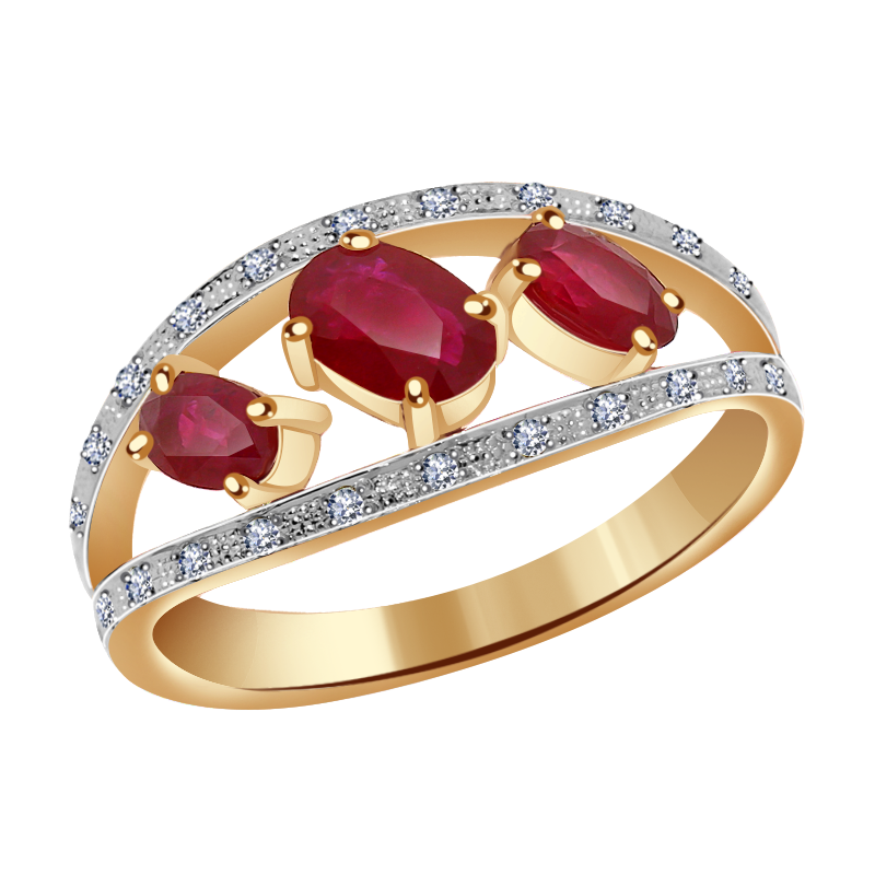 Золотое кольцо Александра 4010214сбк с бриллиантом и рубином