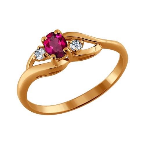 Золотое кольцо SOKOLOV 4010402 с бриллиантом и рубином