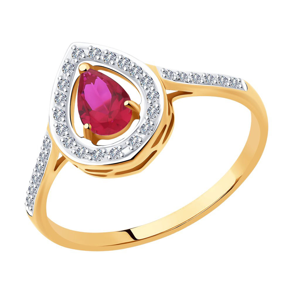 Золотое кольцо SOKOLOV 4010641 с бриллиантом и рубином