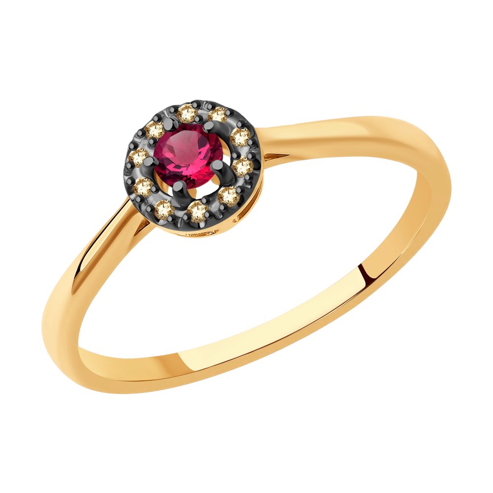 Золотое кольцо SOKOLOV 4010651 с бриллиантом и рубином