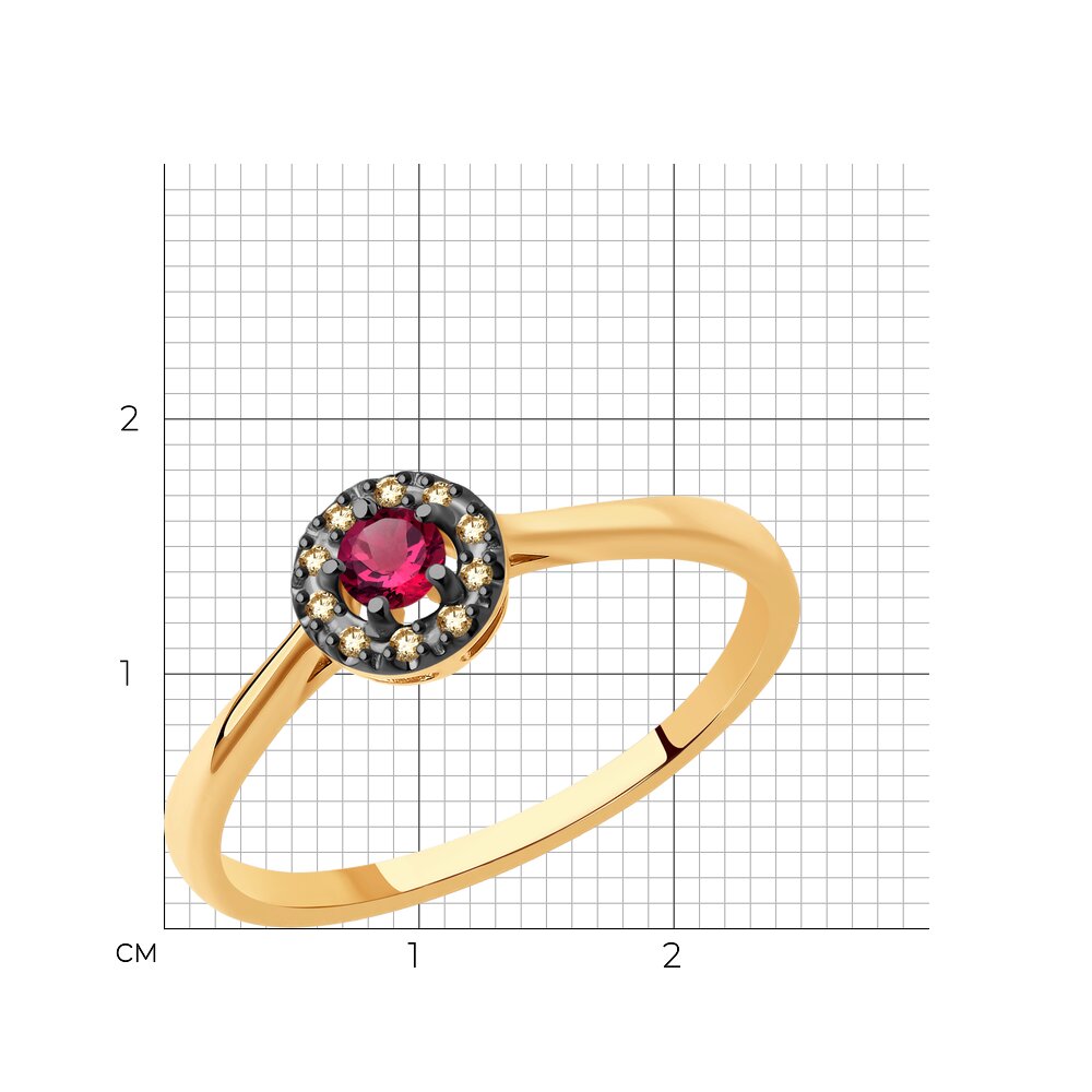 Золотое кольцо SOKOLOV 4010651 с бриллиантом и рубином