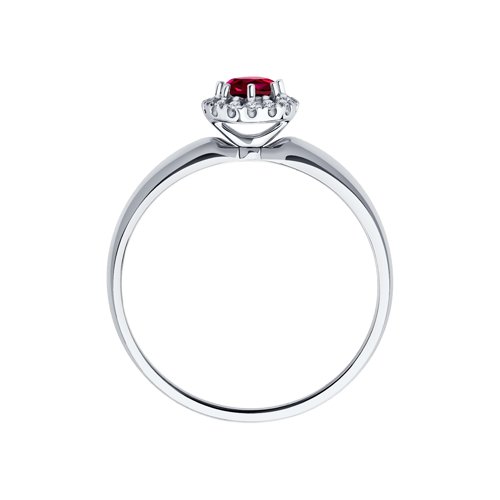 Кольцо из белого золота SOKOLOV 4010654-3 с бриллиантом и рубином