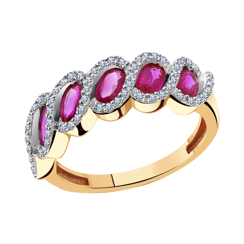 Золотое кольцо Александра 4010700ск с бриллиантом и рубином