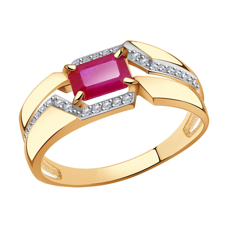 Золотое кольцо Александра 4012160ск с бриллиантом и рубином