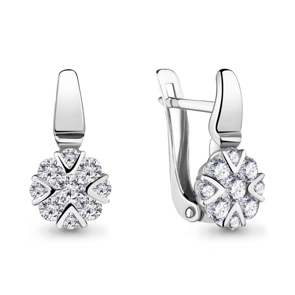 Серьги из белого золота AQUAMARINE 46941Аб с фианитом