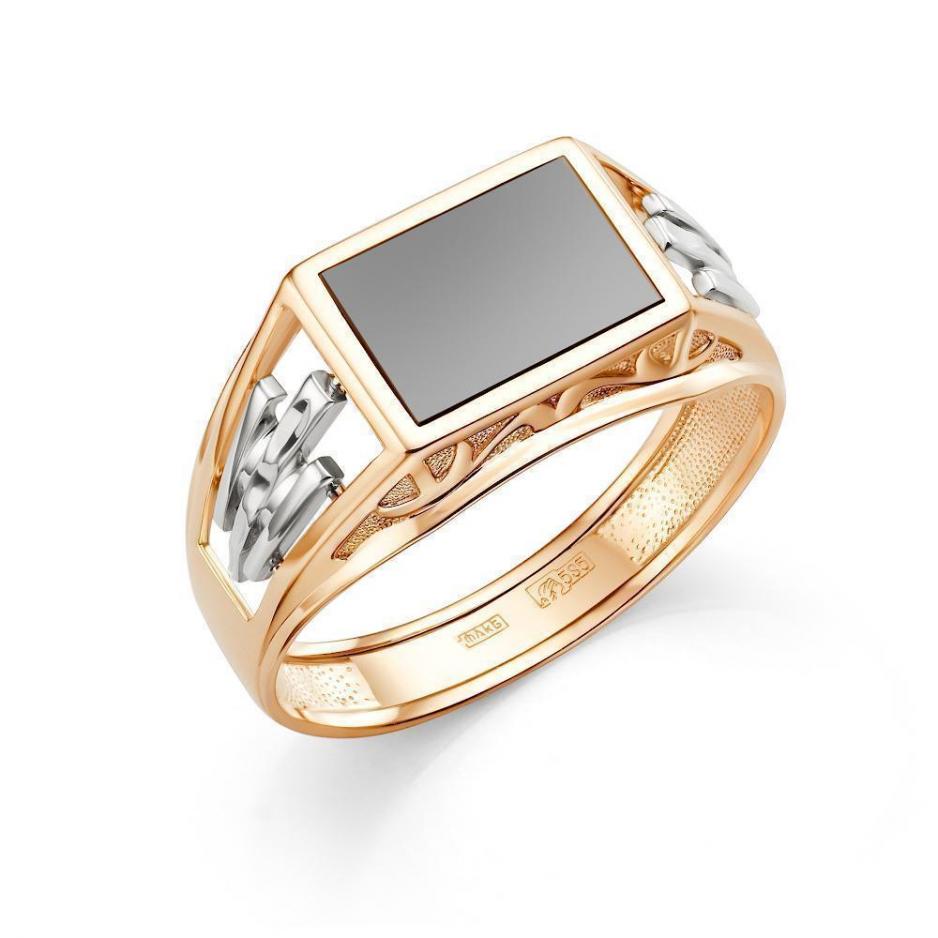 Золотое кольцо Караваевская ювелирная фабрика 51-0074 с ониксом