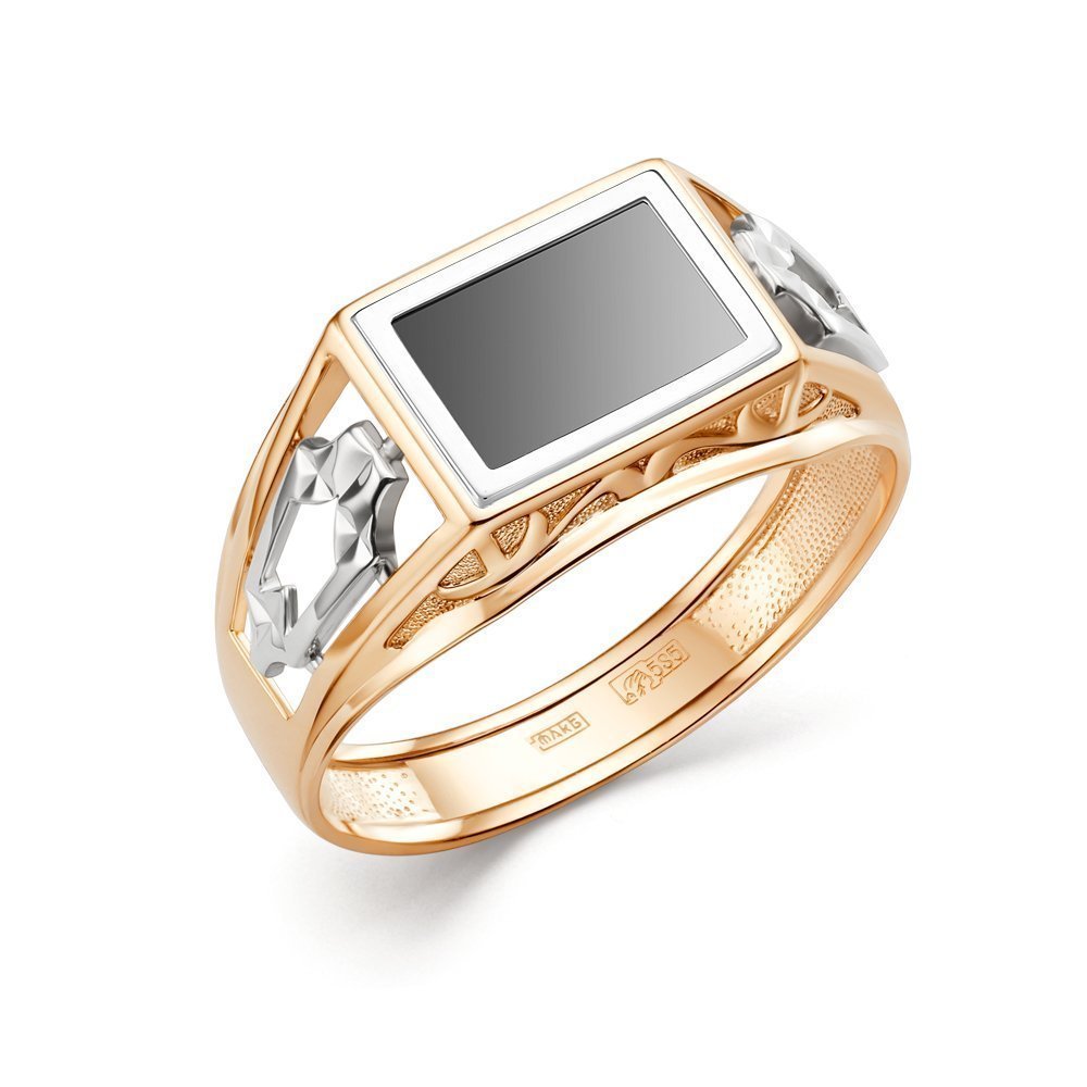 Золотое кольцо Караваевская ювелирная фабрика 51-0077 с ониксом