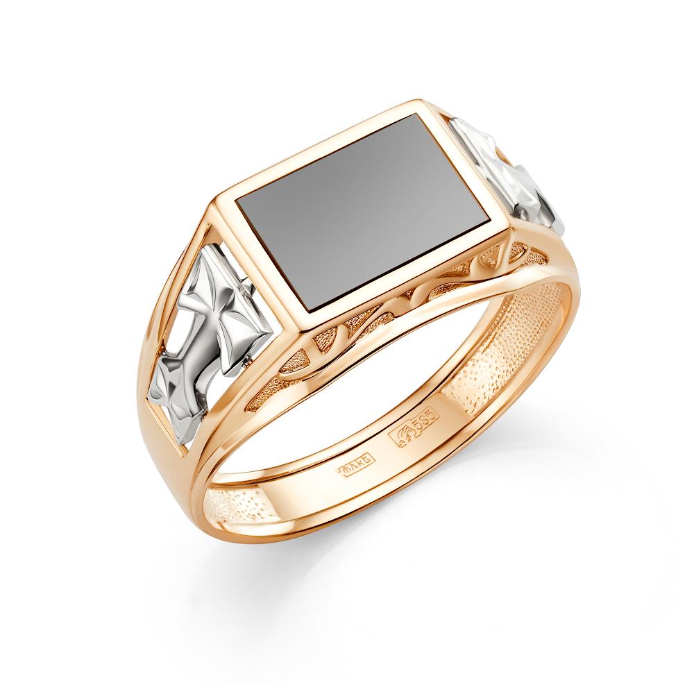 Золотое кольцо Караваевская ювелирная фабрика 51-0078 с ониксом
