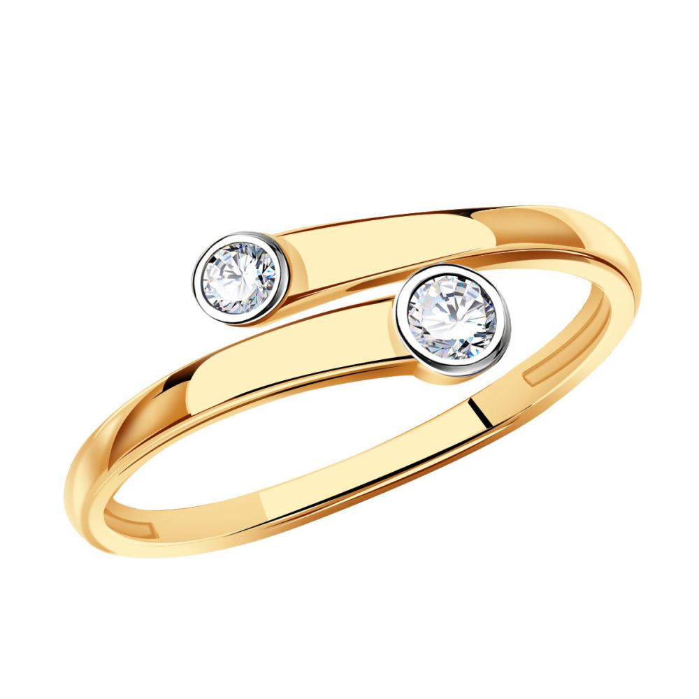 Золотое кольцо Золотые узоры 51-0105 с цирконием