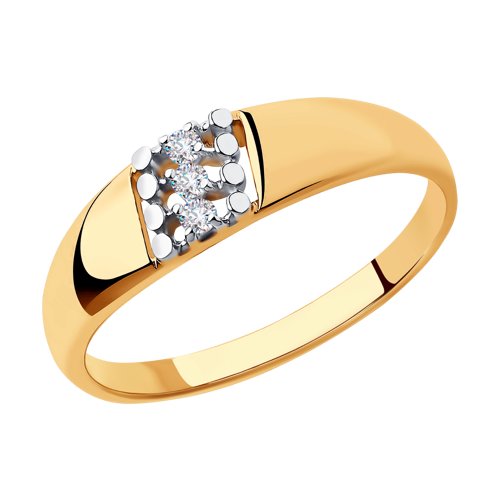 Золотое кольцо Diamant 51-110-00541-1 с фианитом