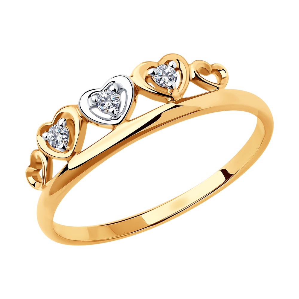 Золотое кольцо Diamant 51-110-00745-1 с фианитом