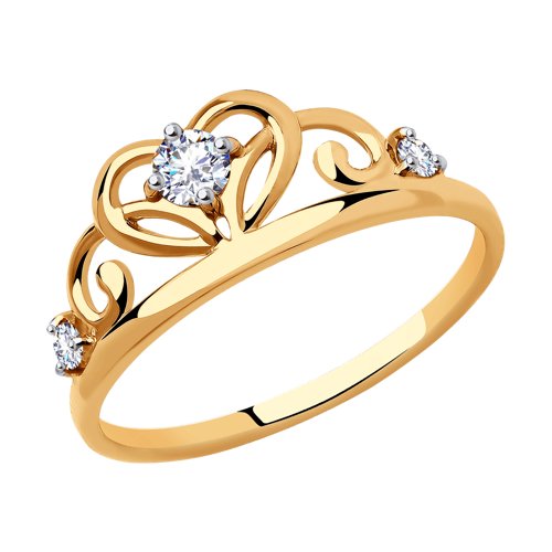 Золотое кольцо Diamant 51-110-00785-1 с фианитом