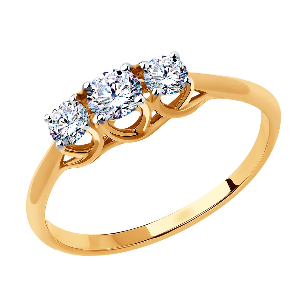 Золотое кольцо Diamant 51-110-00790-1 с фианитом