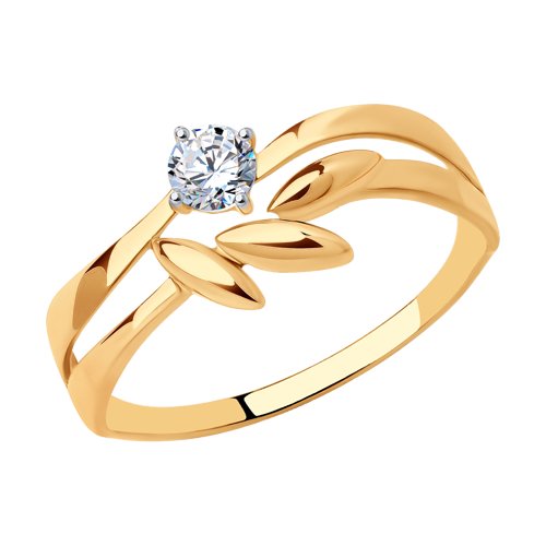 Золотое кольцо Diamant 51-110-01260-1 с фианитом