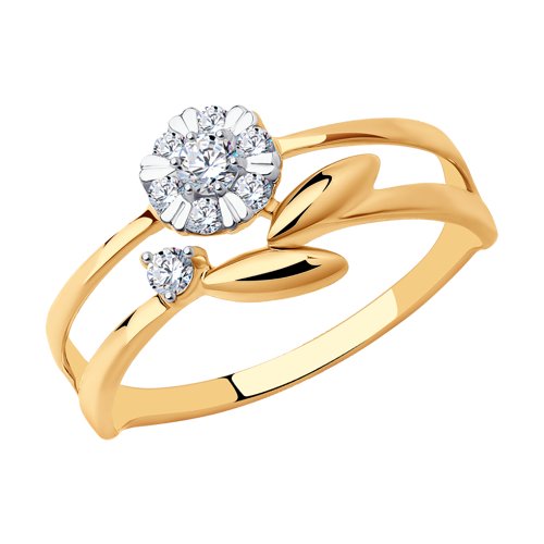 Золотое кольцо Diamant 51-110-01274-1 с фианитом