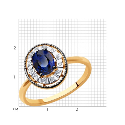 Золотое кольцо Diamant 51-210-01023-1 с бриллиантом и сапфиром