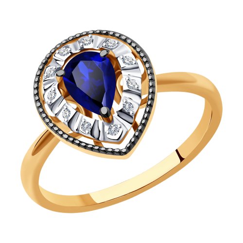 Золотое кольцо Diamant 51-210-01079-1 с бриллиантом и сапфиром