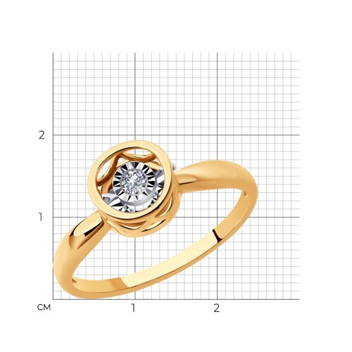 Золотое кольцо Diamant с танцующим бриллиантом 51-210-01243-1
