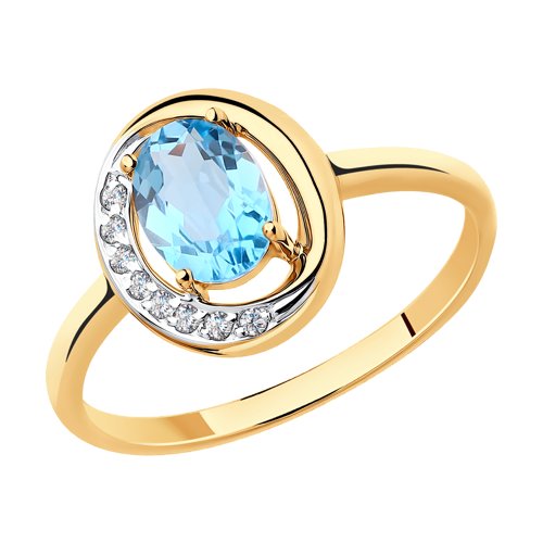 Золотое кольцо Diamant 51-310-00224-1 с топазом и фианитом