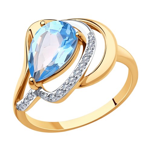 Золотое кольцо Diamant 51-310-00921-1 с топазом и фианитом