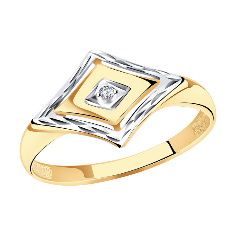 Золотое кольцо Золотые узоры 57-0029 с цирконием
