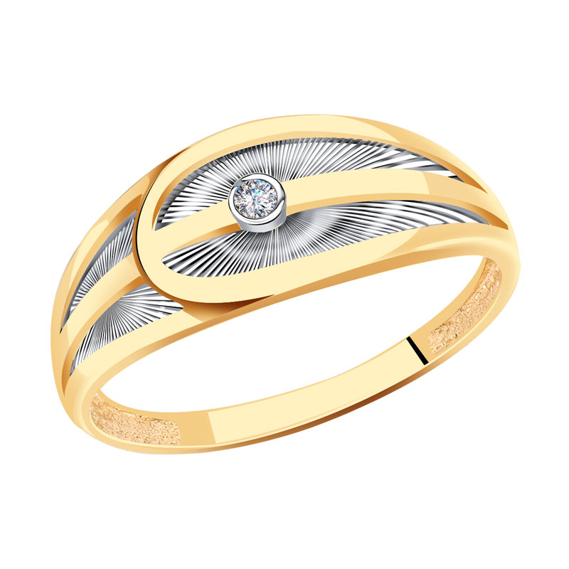 Золотое кольцо Золотые узоры 57-0041 с цирконием