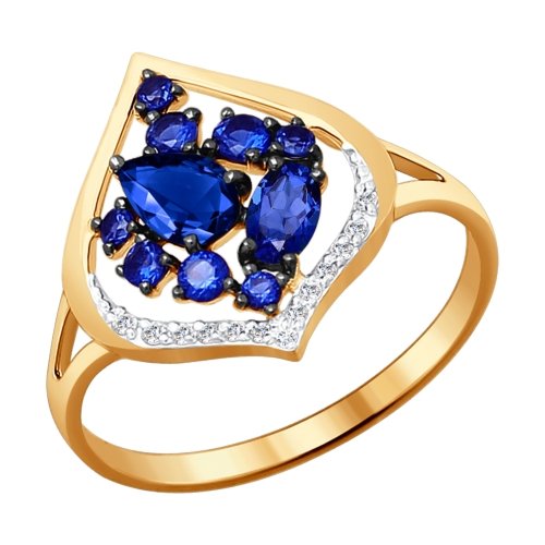Золотое кольцо SOKOLOV 6012043 с бриллиантом и сапфировым корундом