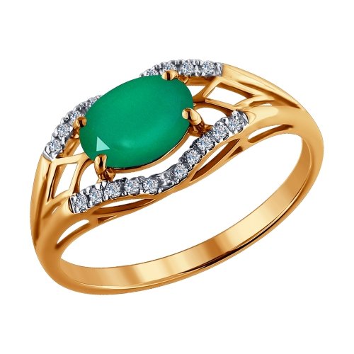 Золотое кольцо SOKOLOV 6013024 с бриллиантом и хризопразом