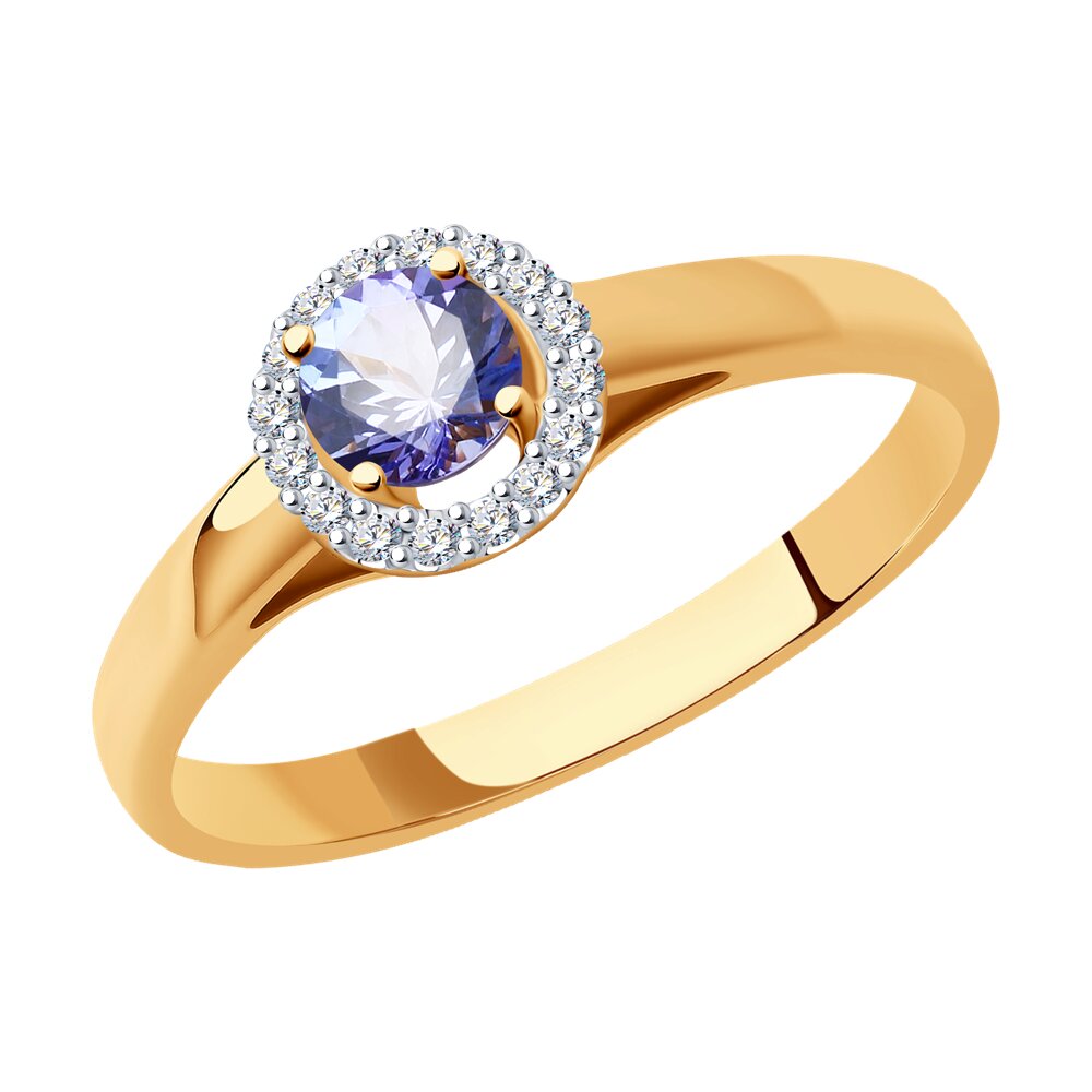Золотое кольцо SOKOLOV 6014097 с бриллиантом и танзанитом