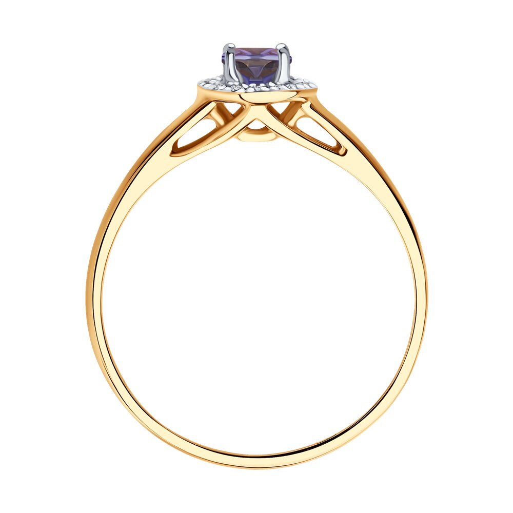 Золотое кольцо SOKOLOV 6014097 с бриллиантом и танзанитом