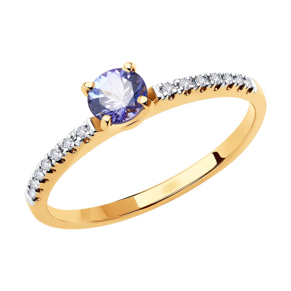 Золотое кольцо SOKOLOV 6014180 с бриллиантом и танзанитом