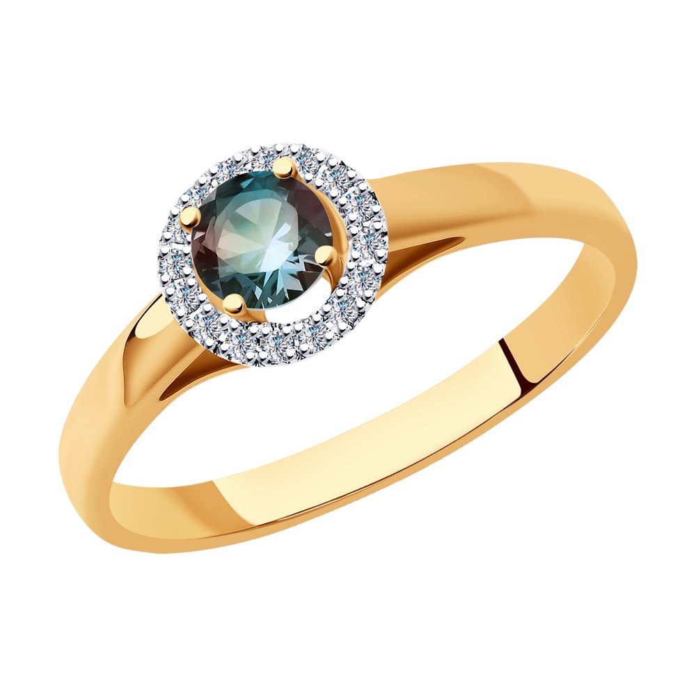 Золотое кольцо SOKOLOV 6014182 с бриллиантом и александритом