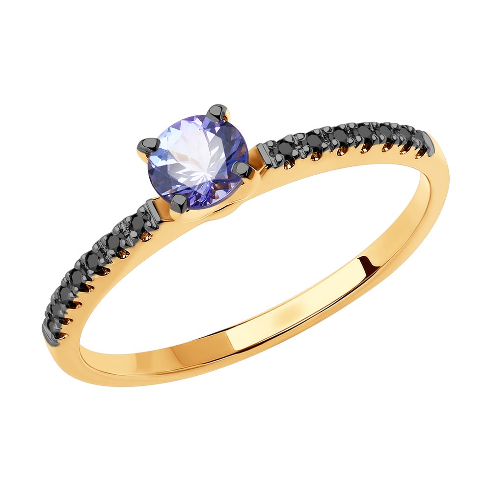 Золотое кольцо SOKOLOV 6014216 с бриллиантом и танзанитом