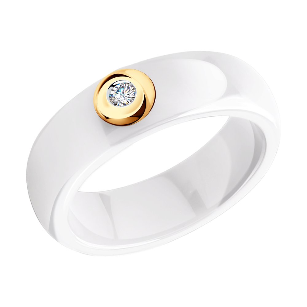 Золотое кольцо SOKOLOV 6015028 с бриллиантом и керамикой