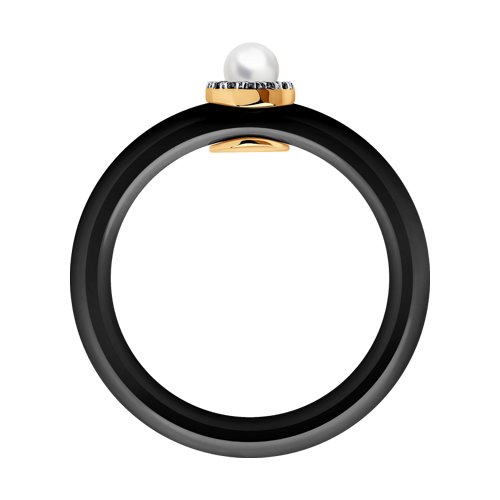 Золотое кольцо SOKOLOV 6015103 с бриллиантом, жемчугом и керамикой