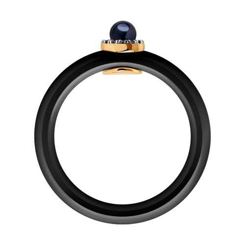 Золотое кольцо SOKOLOV 6015104 с бриллиантом, жемчугом и керамикой
