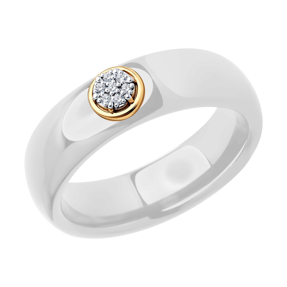 Золотое кольцо SOKOLOV 6015105 с бриллиантом и керамикой
