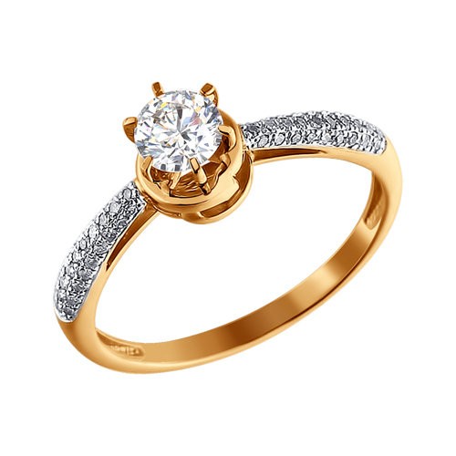 Золотое кольцо SOKOLOV 6016003 с бриллиантом и топазом Swarovski