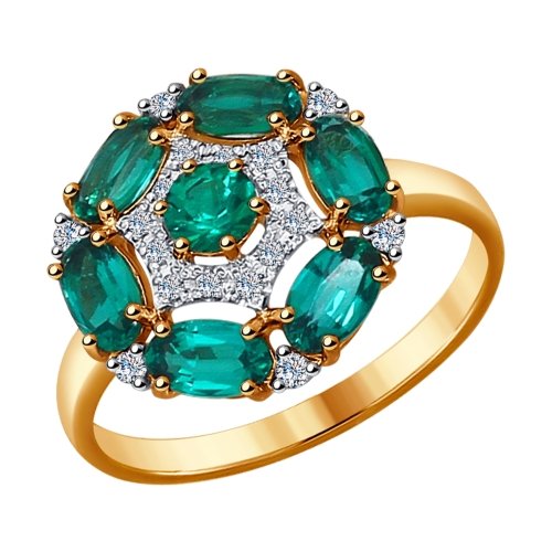 Золотое кольцо SOKOLOV 6017010 с бриллиантом и гидротермальным изумрудом