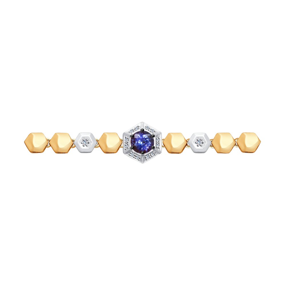 Золотой браслет SOKOLOV 6054003 с бриллиантом и танзанитом