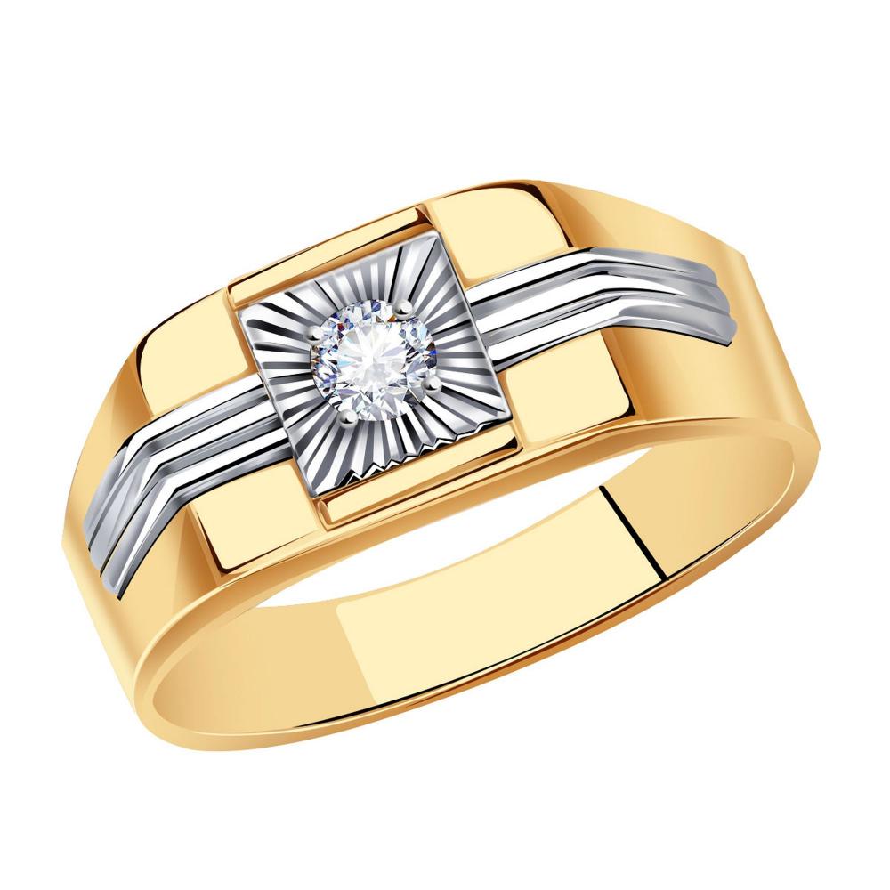 Золотое кольцо AQUAMARINE 60613 с фианитом