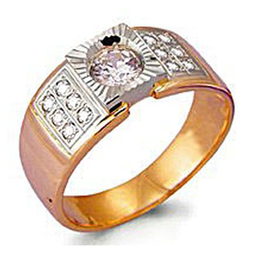 Золотое кольцо AQUAMARINE 60640А с фианитом
